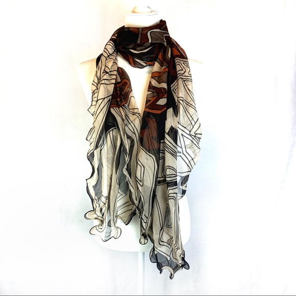 Accessories - Vintage silk geometric fall colored scarf